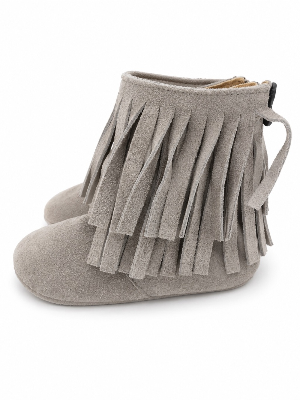 Kids Monkey Feet Suede Fringe Ankle Boots - Gray